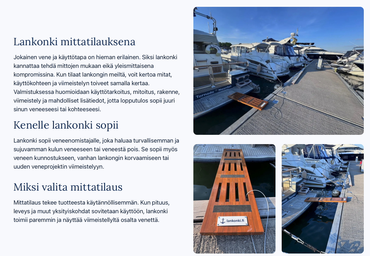 Lankonki.fi – Mittatilaustyönä valmistettavat lankongit veneisiin